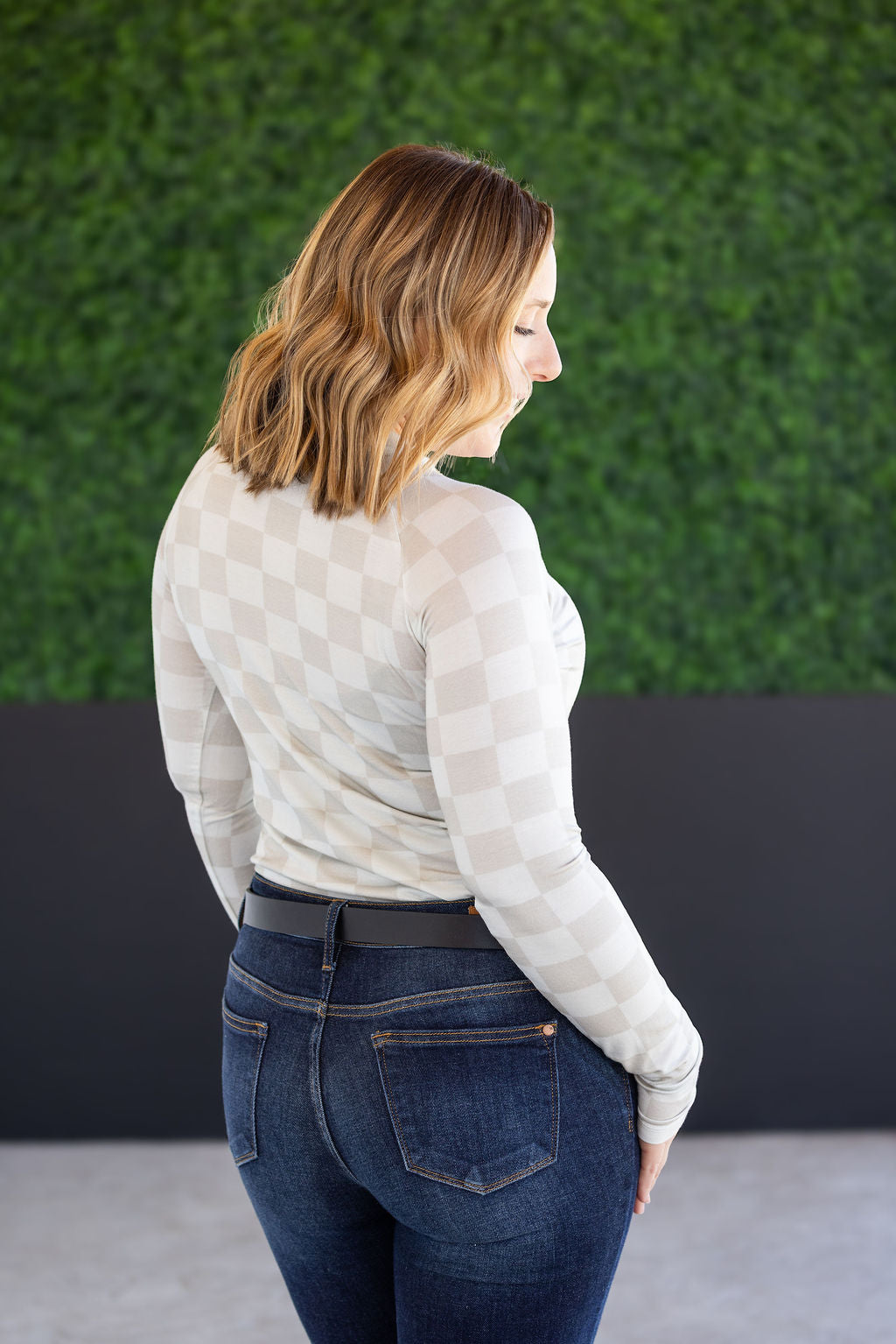 Blair Long Sleeve Top - Neutral Checkers